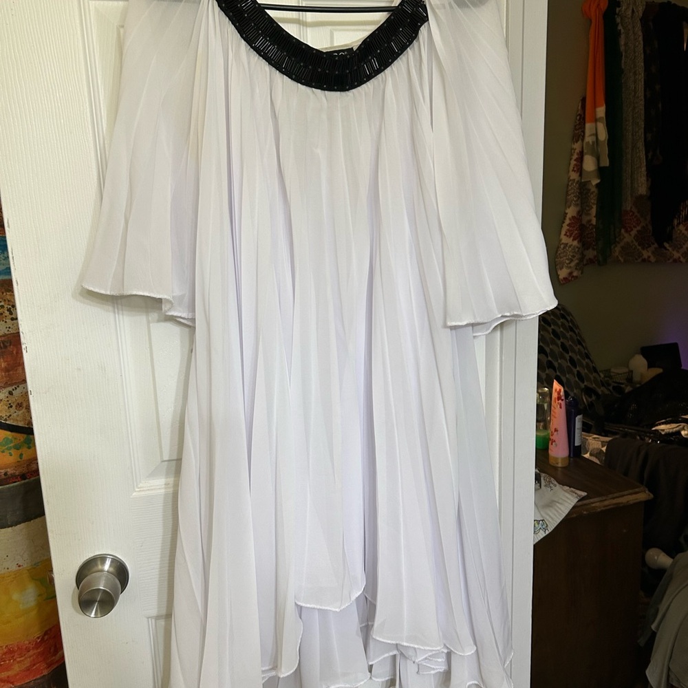 Ashro Asymmetrical Dress in White and Black